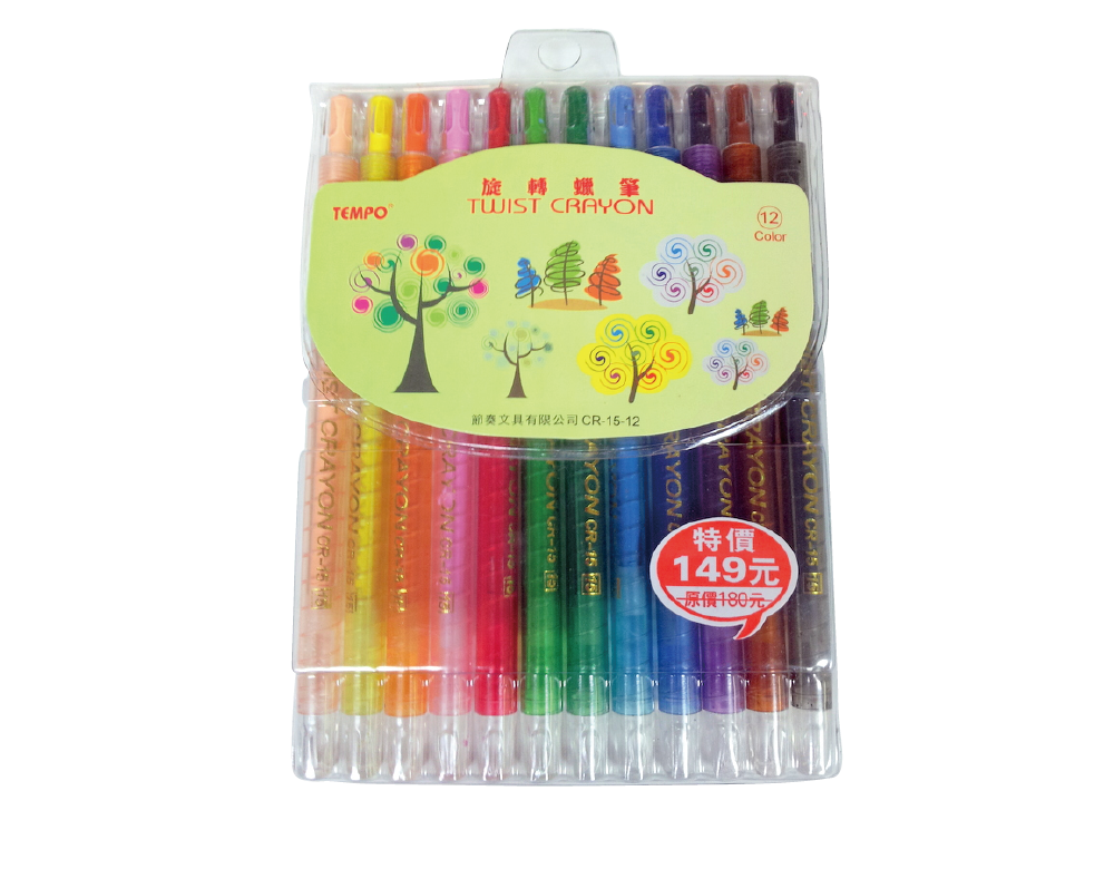 長型12色旋轉蠟筆